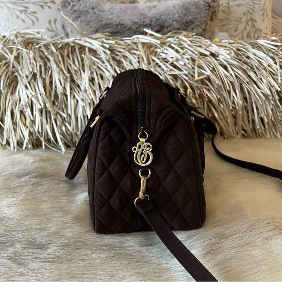 VERA BRADLEY Boston Bag Microfiber Brown Satchel Crossbody Convertible Espresso - Picture 4 of 9